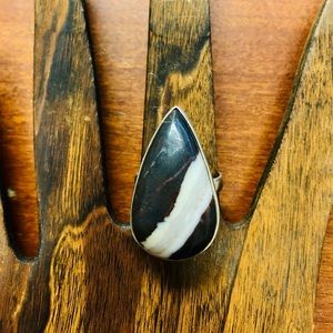 Sterling Silver Ring 925 Jasper Stone Agate Boho